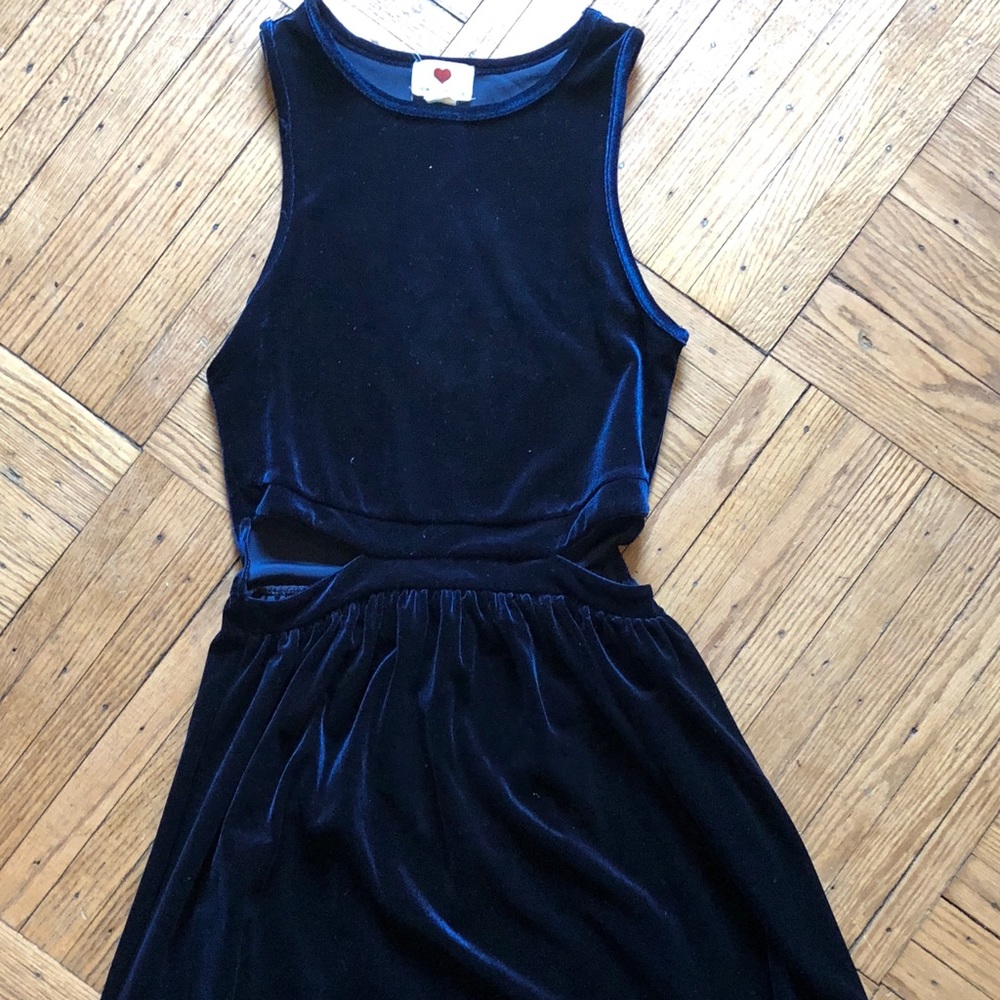 Velvet Navy Cut Out Dresss